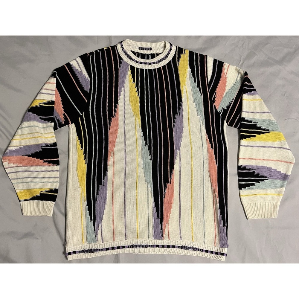 Vintage Sweater Coogi Style 3D Textured Pastel Long Sleeve